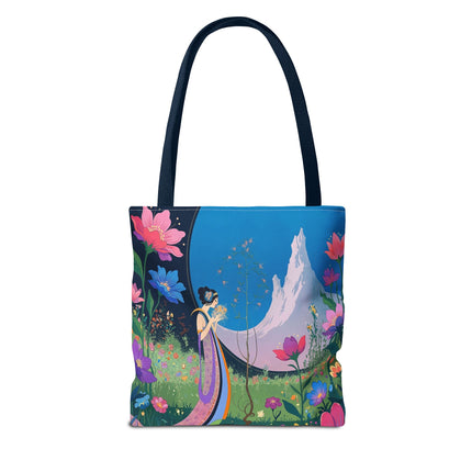 🌸🏔️ The Lady Of The Mountain Garden Tote Bag – Art Deco Floral Fantasy