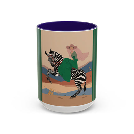 Zebra Rider Colorful Mugs – Safari Chic & Art Deco Adventure