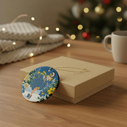 💙🌼 The Bluebell Christmas Promenade Ceramic Ornament – Art Deco Holiday Fantasy