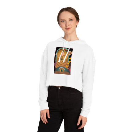 June & Pearl, Alexandrite (from the Gem Series) by Sofia Chiostri Women’s Cropped Hooded Sweatshirt