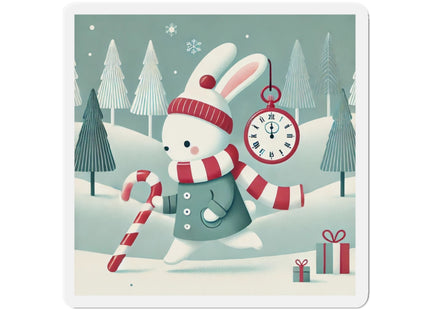 Candy Cane Timekeeper Bunny Die-Cut Magnets (5 Sizes)