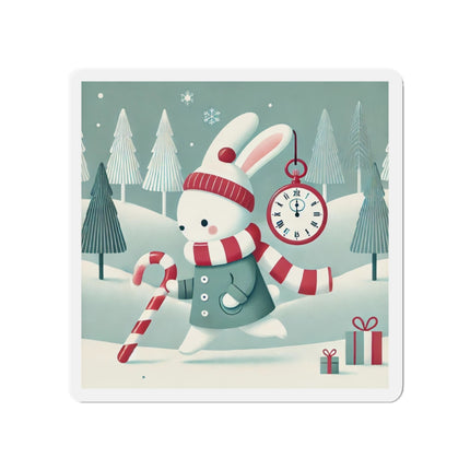 Candy Cane Timekeeper Bunny Die-Cut Magnets (5 Sizes)