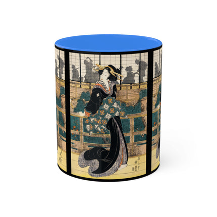 Japanese woman woodcut print by Kikukawa Eizan Colorful Mugs, 11oz