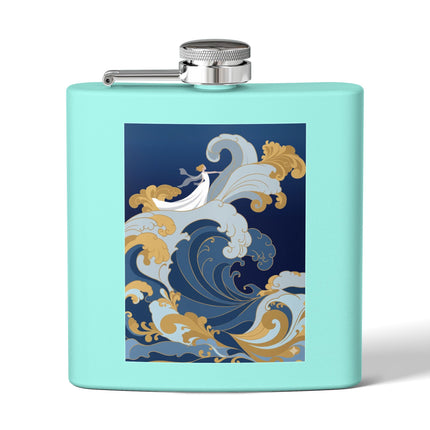 Wave Enchantress Flask – Oceanic Grace & Golden Tides
