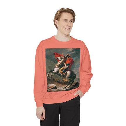 Napoleon Crossing the Alps by Jacques-Louis David Unisex Garment-Dyed Sweatshirt