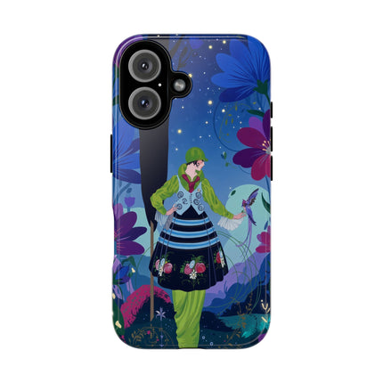 🌸🐦 The Lady Of The Midnight Bird Garden Phone Case – Art Deco Floral Fantasy
