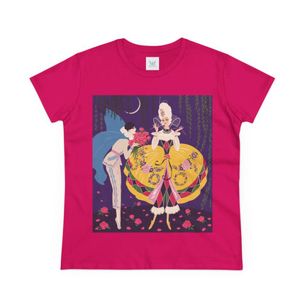 🌹🌙 The Queen Of The Midnight Roses Cotton Tee – Art Deco Garden Fantasy