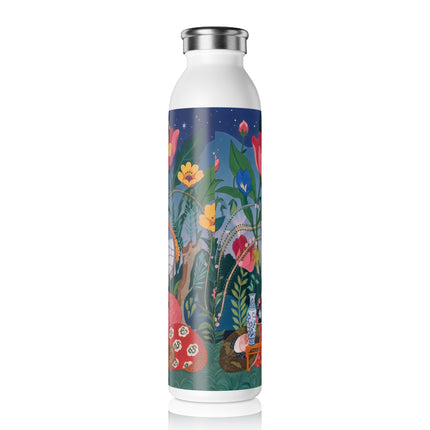 🪞🌸 The Lady In Her Curious Apartment Slim Water Bottle – Art Deco Fashion Whimsy