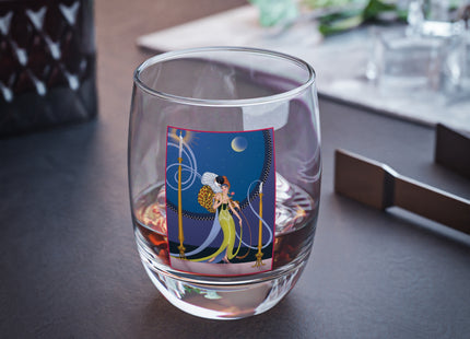Smoke and Secrets: A Glamorous Encounter in Prohibition Era Whiskey Glass