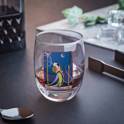 Smoke and Secrets: A Glamorous Encounter in Prohibition Era Whiskey Glass