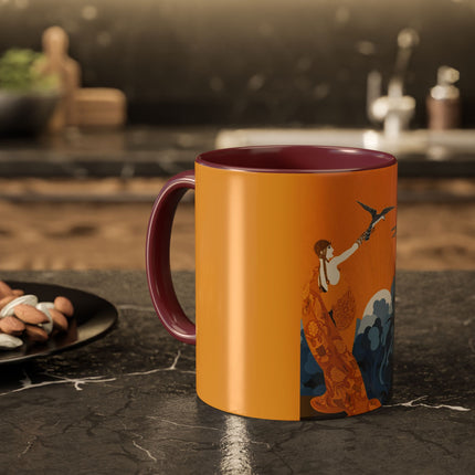 Falcon Mistress Colorful Mugs – Art Deco Majesty & Mythic Freedom