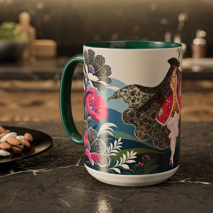 🌸🎀 The Pink Lace Garden Promenade Colorful Mug – Art Deco Fashion Elegance