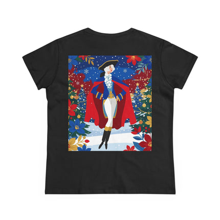 🎄🎭 The Christmas Masquerade Lady Cotton Tee – Art Deco Holiday Glamour