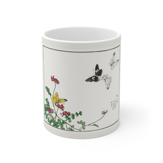 Butterflies and flower illustration by Morimoto Toko Ceramic Mug 11oz