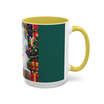 ☃️🎄 The Snowman's Christmas Companion Colorful Mug – Art Deco Holiday Fantasy