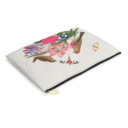 Pink-Breasted Bird & Wren Accessory Pouch – Elegant Joy & Springtime Charm
