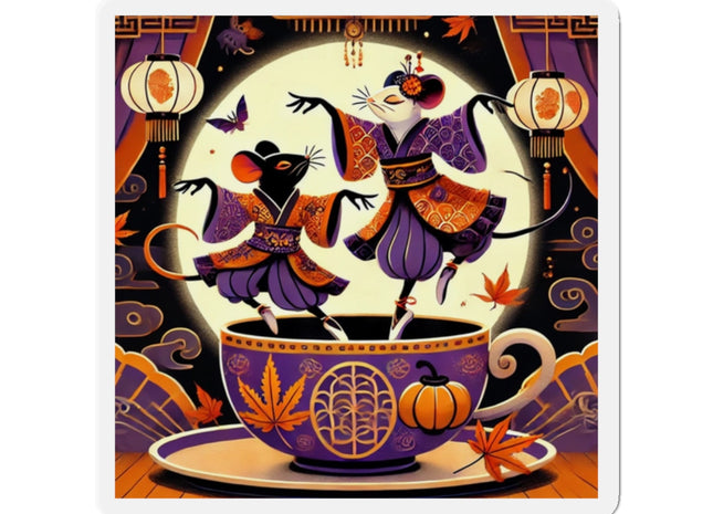 Theatrical Halloween Kabuki Mice Die-Cut Magnets (5 Sizes)
