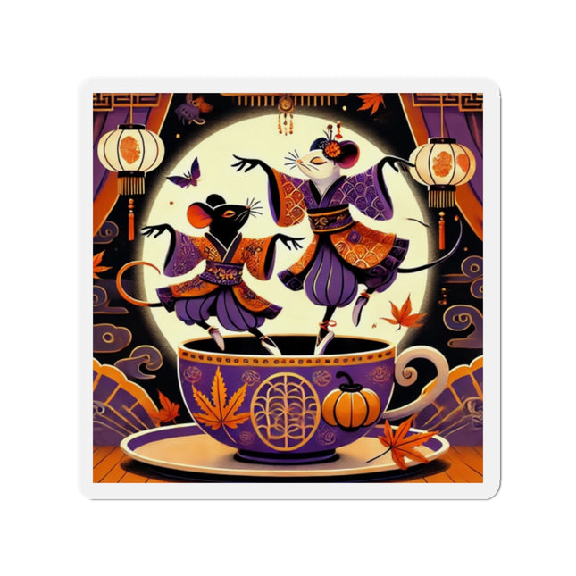 Theatrical Halloween Kabuki Mice Die-Cut Magnets (5 Sizes)