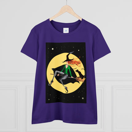 A Witch’s Moonlit Flight Women's Midweight Cotton Tee