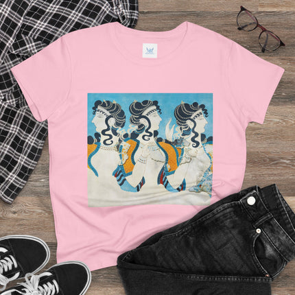 Reproduction of Ladies in Blue by Emile Gilliéron Women's Midweight Cotton Tee