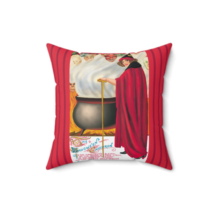 The Hallowe'en Cauldron In the Firelight's Gleam Spun Polyester Square Pillow