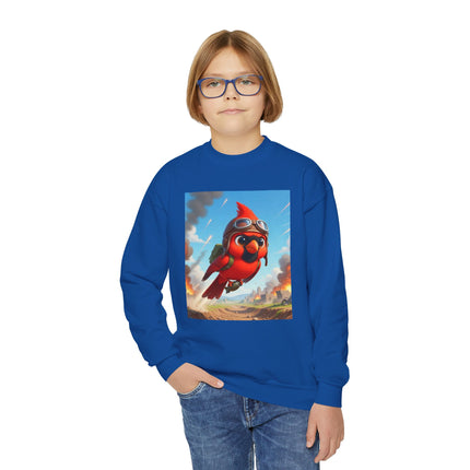 Cardinal Dive Bomber Youth Crewneck Sweatshirt – Action, Courage & High-Flying Adventure