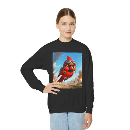 Cardinal Dive Bomber Youth Crewneck Sweatshirt – Action, Courage & High-Flying Adventure