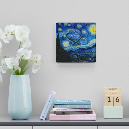 The Starry Night by Vincent Van Gogh Acrylic Wall Clock, Round and Square