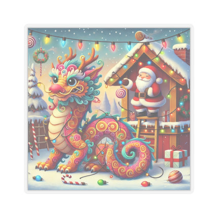 Playful Dragon's Christmas Kiss-Cut Stickers (4 Sizes)
