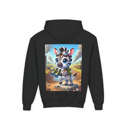 Zebra Lookout Youth Hooded Sweatshirt – Adventure, Curiosity & Explorer Spirit