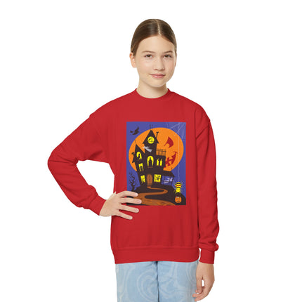 Halloween Night at the Haunted House Youth Crewneck Sweatshirt