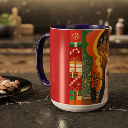 ❤️ The Lady Of The Candlelit Christmas Alcove Colorful Mug – Art Deco Holiday Elegance