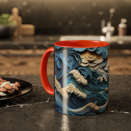 Dramatic Ocean with Crashing Waves Colorful Mugs (11oz, 15oz)