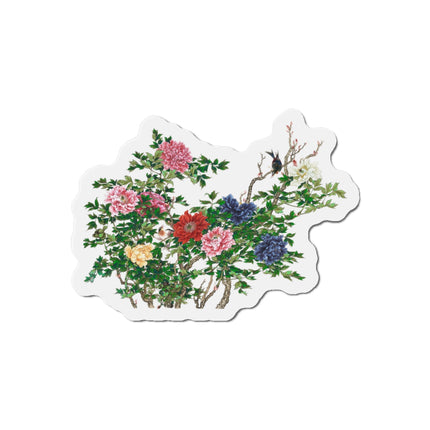Peonies and Birds by Okamoto Shuki Die-Cut Magnets (5 Sizes)