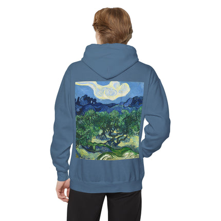 Olive Trees by Vincent Van Gogh Unisex Garment-Dyed Hoodie