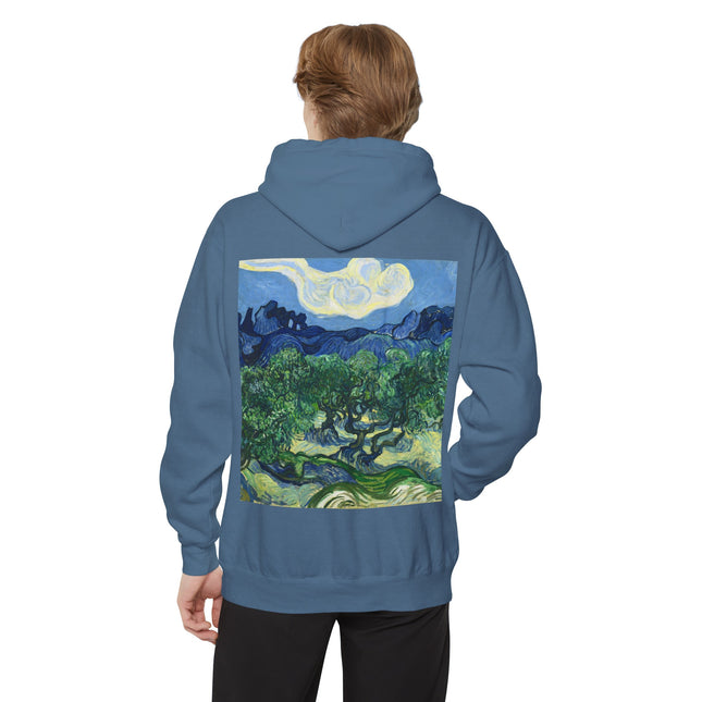Olive Trees by Vincent Van Gogh Unisex Garment-Dyed Hoodie