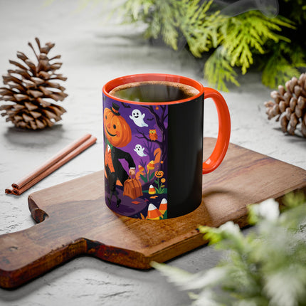 🎃🏮 The Pumpkin Gentleman's Moonlit Stroll Colorful Mug – Whimsical Halloween Charm