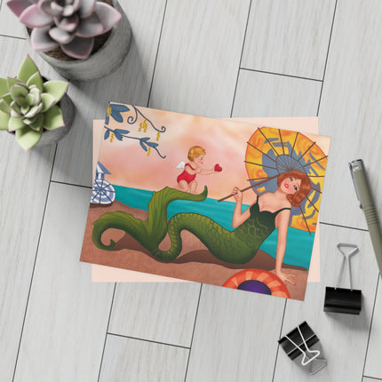 Mermaid with Parasol and Cupid by George Barbier Postcard Bundles (envelopes included)
