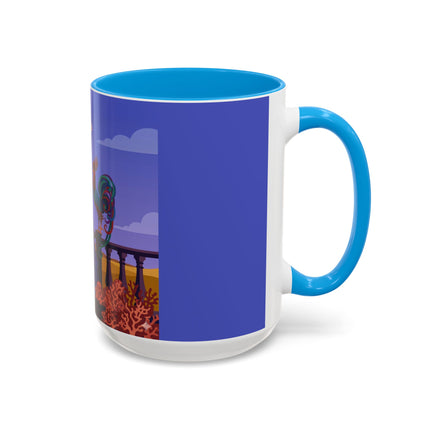 The Dawn Serenade Colorful Mug (11oz, 15oz) – Rooster Beauty, Morning Charm & Art Deco Elegance