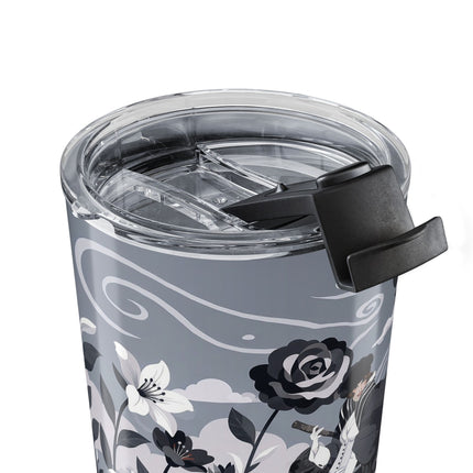 🖤🌸 The Greyhound Floral Promenade Tumbler, 20oz – Art Deco Monochrome Fashion