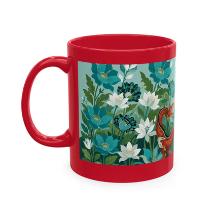 🐉🌿 The Lady & The Garden Dragon Ceramic Mug – Art Deco Botanical Whimsy
