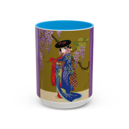 Wisteria Elegance Colorful Mug (11oz, 15oz) – Floral Beauty, Kimono Art & Timeless Grace