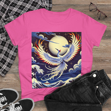 Majestic White Crane Cotton Tee