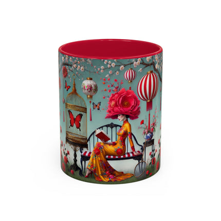 Reading in a Painted Garden Colorful Mugs (11oz, 15oz)