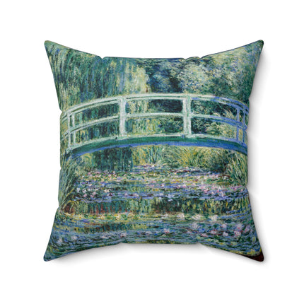 Water Lilies and Japanese Bridge by Claude Monet Spun Polyester Square Pillow