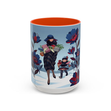 🎁🌺 The Christmas Gift Garden Stroll Colorful Mug – Art Deco Holiday Fantasy