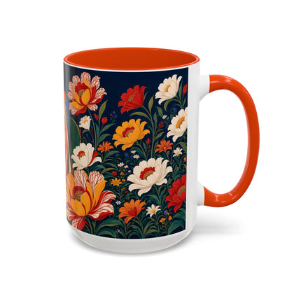 🌺🐦 The Enchanted Birdcage Garden Colorful Mug – Art Deco Floral Fantasy