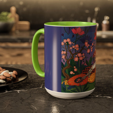 The Garden Of Quiet Reverie Colorful Mugs – Art Deco Botanical Serenity