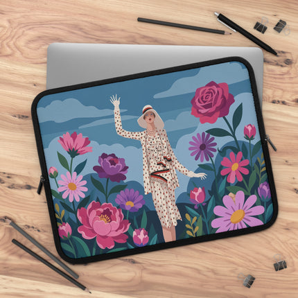 🌹👒 The Lady Among The Giant Roses Laptop Sleeve – Art Deco Floral Elegance