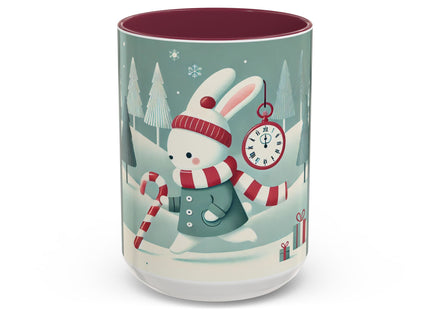 Candy Cane Timekeeper Bunny Colorful Mugs (11oz, 15oz)